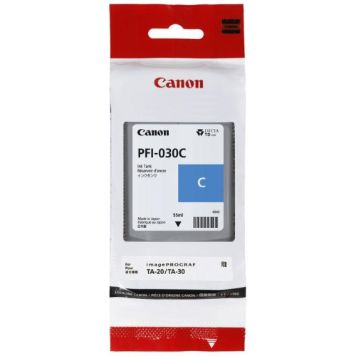 Картридж струйный Canon PFI-030C 3490C001АА голубой (55мл) для Canon imagePROGRAF TA-20, TA-30, TM-240, TM-340.