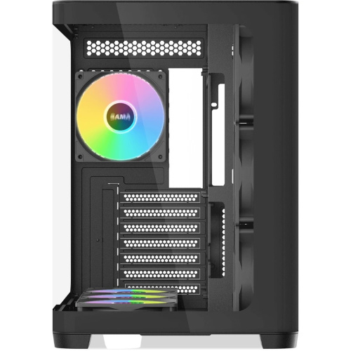 Корпус SAMA V60 Black (V60-BKADA7X1-GL) без БП, Midi-Tower, TG, 7x120mm ARGB, 2xUSB 3.0 + 1xUSB 3.1 Type-C, ATX, mITX