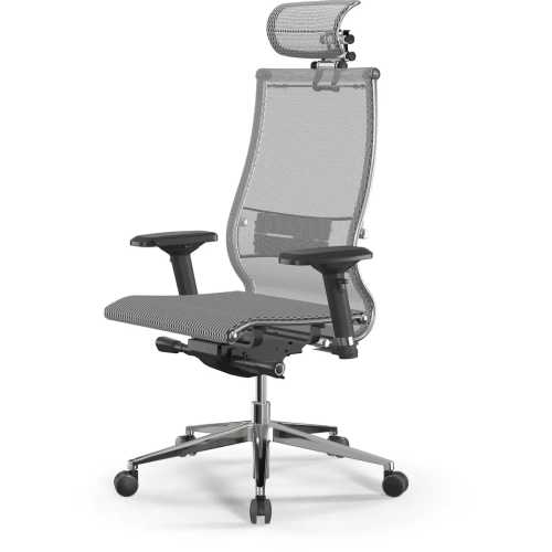 Кресло Метта Samurai S-3 (Z18.3.15.109) белый сиденье белый сетка с подголов. крестов. металл хром