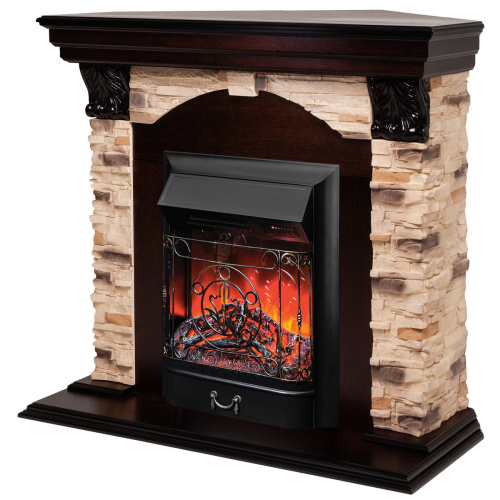 Электрокамин RealFlame Dublin Corner Rock AO античный дуб с очагом Majestic Lux Black RC