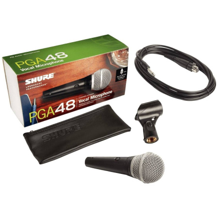 Микрофон проводной Shure PGA48-QTR-E черный/серебристый