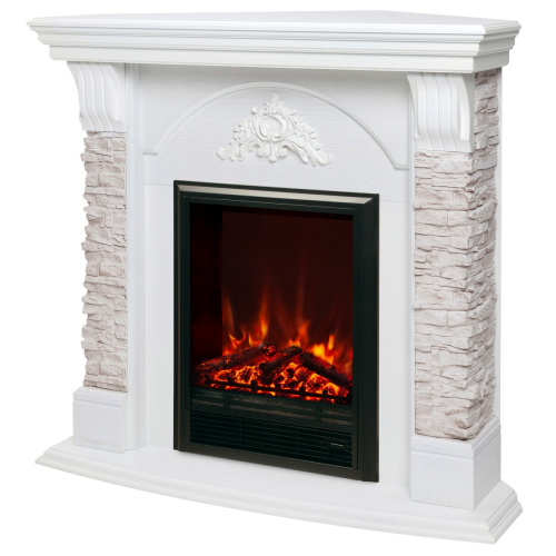 Электрокамин RealFlame Athena Corner GR белый с очагом Eugene