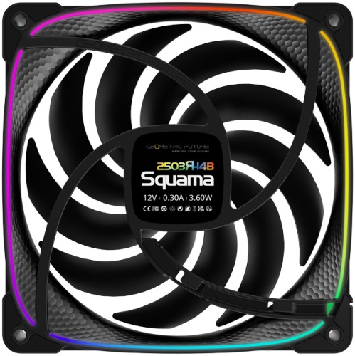 Вентилятор Geometric Future Squama 2503RB-14 Reverse Black (1F2503R114000) / 140mm, PWM, 2100 RPM, 71.80 CFM, 34.0 dBA, 5V ARGB