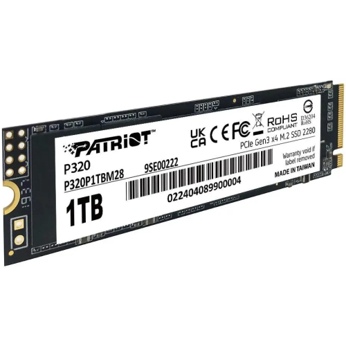 SSD Patriot P320 P320P1TBM28 1ТБ, M.2 2280, PCIe 3.0 x4, NVMe, M.2