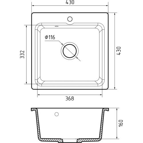 Кухонная мойка GranFest Smart 430 GF-Smart 430 мрамор, черный