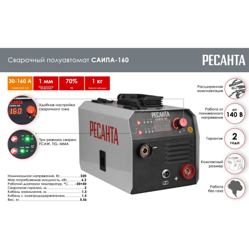 Сварочный полуавтомат Ресанта САИПА-160П/26В 65/142