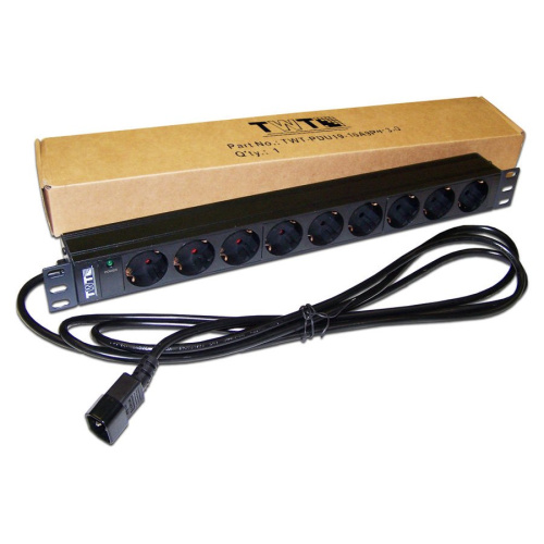 Блок распределения питания Lanmaster TWT-PDU19-10A9P4-3.0 гор.размещ. 9xSchuko базовые 10A C14 3м