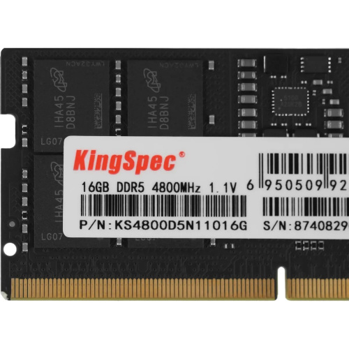 ОЗУ Kingspec KS4800D5N11016G DDR5 16GB 4800MHz RTL PC5-38400 CL40 SO-DIMM 288-pin 1.1В single rank Ret