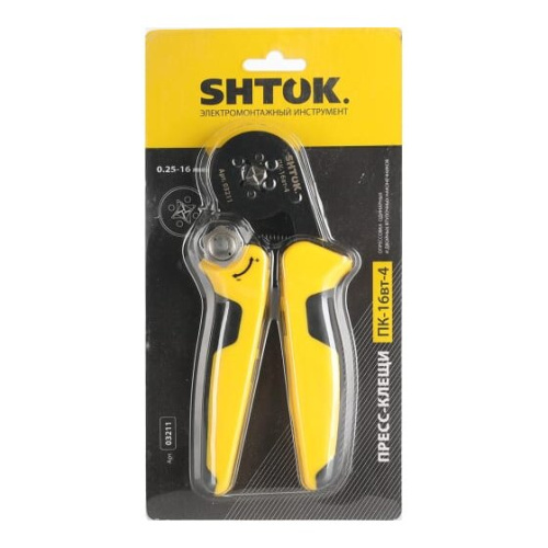 Пресс-клещи SHTOK ПК-16вт-4 03211 для опрессовки втулочных наконечников