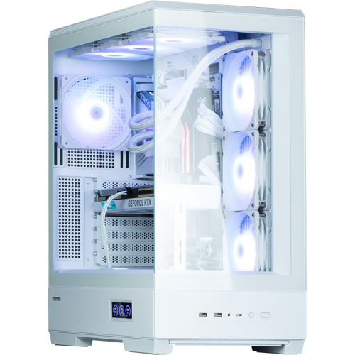 Корпус ZALMAN P50 DS White, без БП, боковое окно (закаленное стекло), белый, ATX