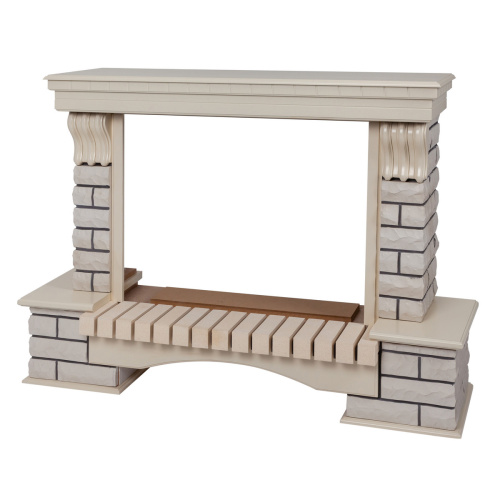 Портал каминный из МДФ RealFlame Country 33 белый дуб, белый камень