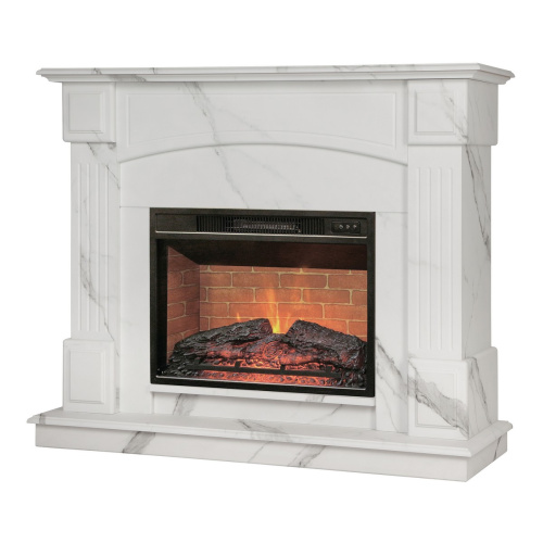 Электрокамин RealFlame Carolina 24/25,5 WT цвет мрамор белый с очагом Irvine 24