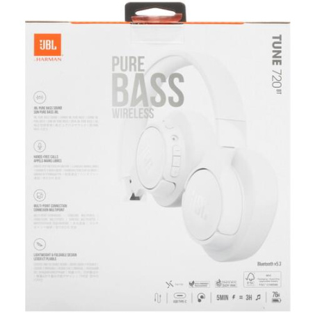 Беспроводные/проводные наушники JBL Tune 720BT белый