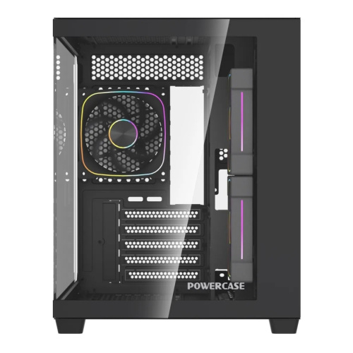Корпус Powercase Vision Micro M5CB (CVMM5CHB-A3), Tempered Glass, Type-C, 3x 120mm ARGB PWM Fan, ARGB+PWM HUB, чёрный, mATX