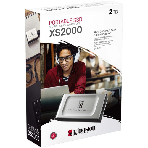 Внешний SSD Kingston XS2000 2000Gb (SXS2000/2000GA) USB3.2 Gen2 x2, Type-C, 2000/2000Mbs, IP55, 69.5x32.5x13.5mm, 28.9g
