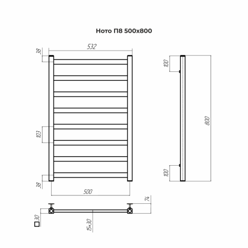 Водяной полотенцесушитель Terminus Ното П8 500х800