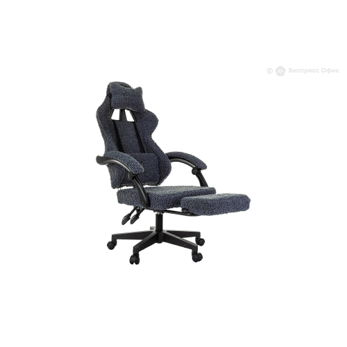 Кресло игровое Knight Lord/F темно-синий экомех крестов. пластик подст.для ног