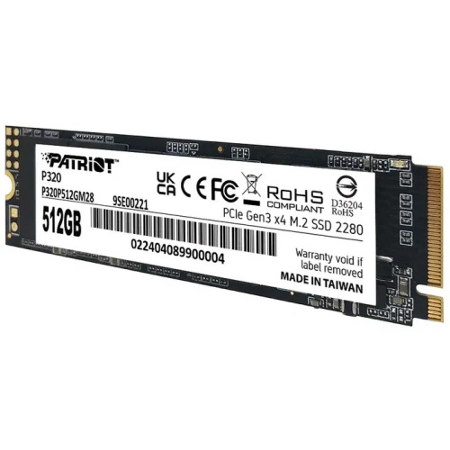 SSD Patriot P320 P320P512GM28 512ГБ, M.2 2280, PCIe 3.0 x4, NVMe, M.2