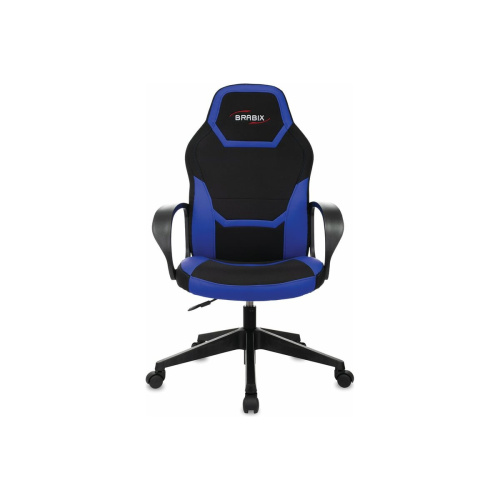 Кресло игровое BRABIX Alpha GM-018 (532638) ткань/экокожа, черное/синее