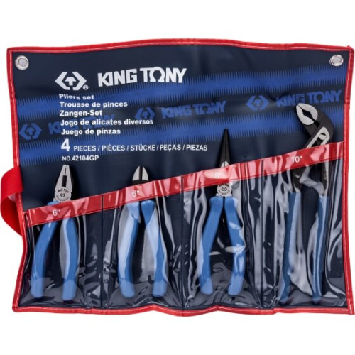 Набор King Tony пассатижей, плоскогубцев и бокорезов 42104GP01 4 предмета