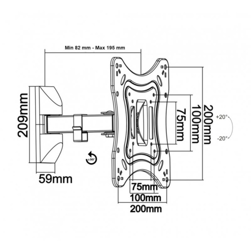 Кронштейн ITech LCD22B Наклонно-поворотный Чёрный